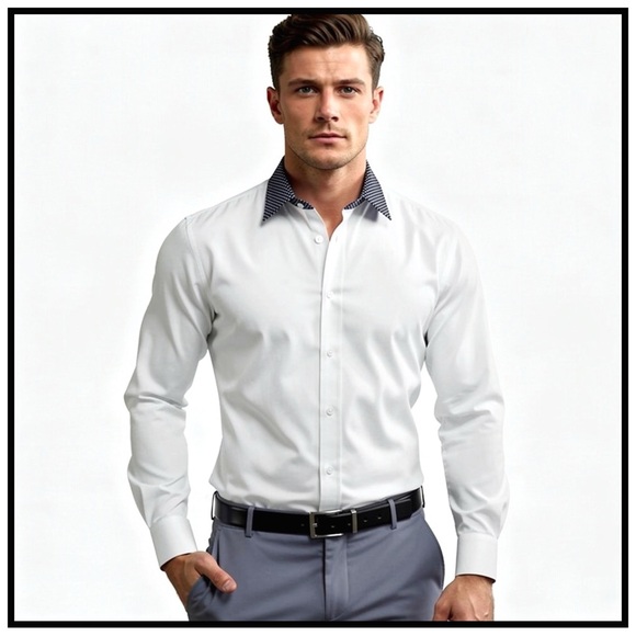 DSquared2 Men’s Long-Sleeve Dress Shirt w/ Contrasting Collar. Size 48 - Picture 4 of 12